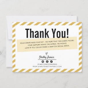 BUSINESS INSERT moderne minimale streep geel goud Bedankkaart