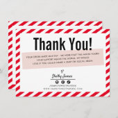 BUSINESS INSERT moderne minimale streep rood roze Bedankkaart (Voorkant / Achterkant)