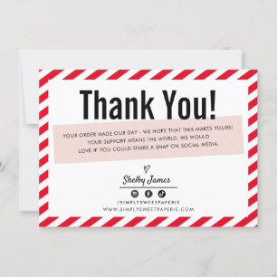 BUSINESS INSERT moderne minimale streep rood roze Bedankkaart