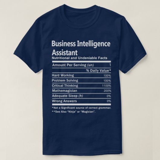 Business Intelligence Assistant Nutrition Factors T-shirt (Design voorkant)