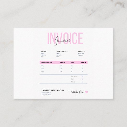 Business Invoice Contactkaartje (Voorkant)
