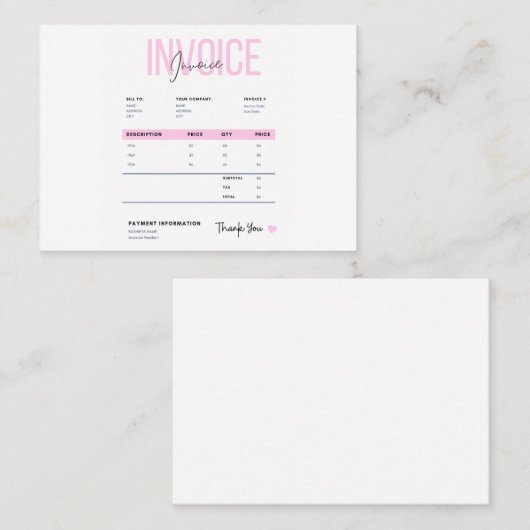 Business Invoice Contactkaartje (Voorkant / Achterkant)