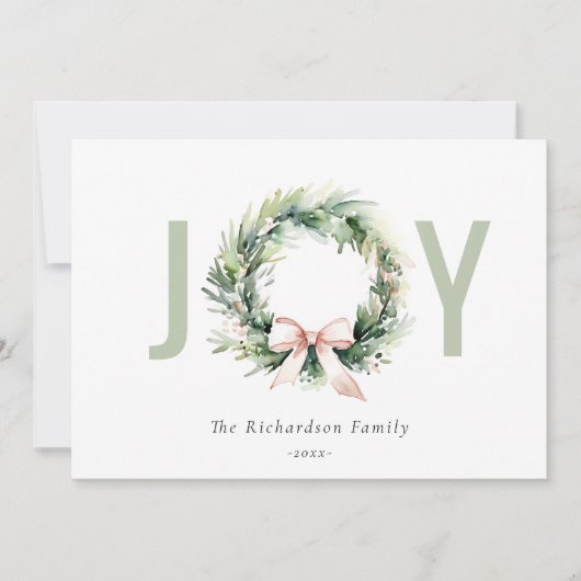 Business Joy Blush Kerstkrans Corporate Logo Feestdagenkaart (Voorkant)