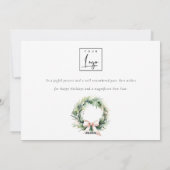 Business Joy Blush Kerstkrans Corporate Logo Feestdagenkaart (Achterkant)