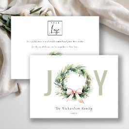 Business Joy Blush Kerstkrans Corporate Logo Feestdagenkaart