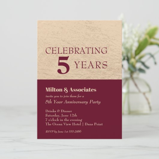 Business Jubileum Burgundy Gold Kaart (Staand voorkant)