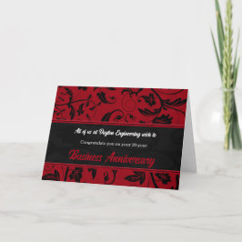 Business Jubileum Custom Front Red Damask Kaart