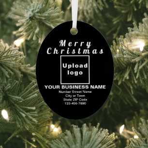 Business KerstBlack Oval Metal Ornament