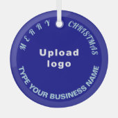Business Kerstblauw Circle Glass Ornament (Voorkant)