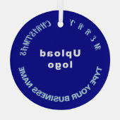 Business Kerstblauw Circle Glass Ornament (Achterkant)