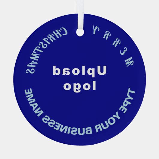 Business Kerstblauw Circle Glass Ornament (Achterkant)