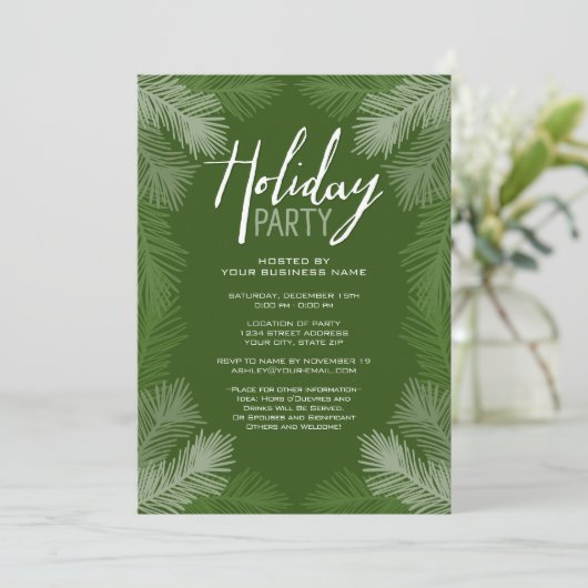 Business Kerstparty Rustic Branch Holiday Kaart (Staand voorkant)