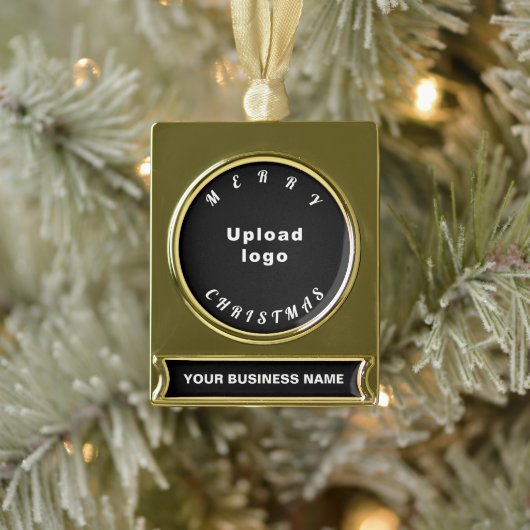 Business Kerstzwart op Verguld Banner Ornament (Boom)