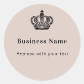Business koninklijke kroon beige ronde sticker (Voorkant)