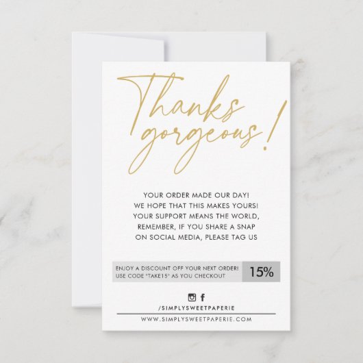 BUSINESS KORTING modern schattig bal pen oud goud Bedankkaart (Voorkant)