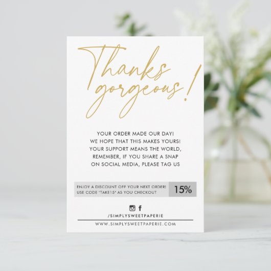 BUSINESS KORTING modern schattig bal pen oud goud Bedankkaart (Staand voorkant)