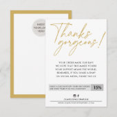 BUSINESS KORTING modern schattig bal pen oud goud Bedankkaart (Voorkant / Achterkant)