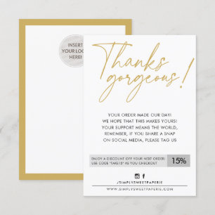 BUSINESS KORTING modern schattig bal pen oud goud Bedankkaart