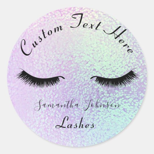 Business Lashes Hologram Schoonheid Make-up Ronde Sticker (Voorkant)