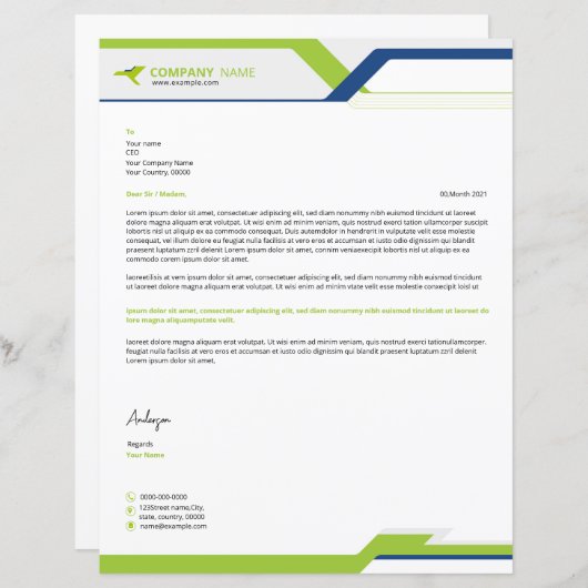Business Letterhead-Sjabloon (Voorkant / Achterkant)