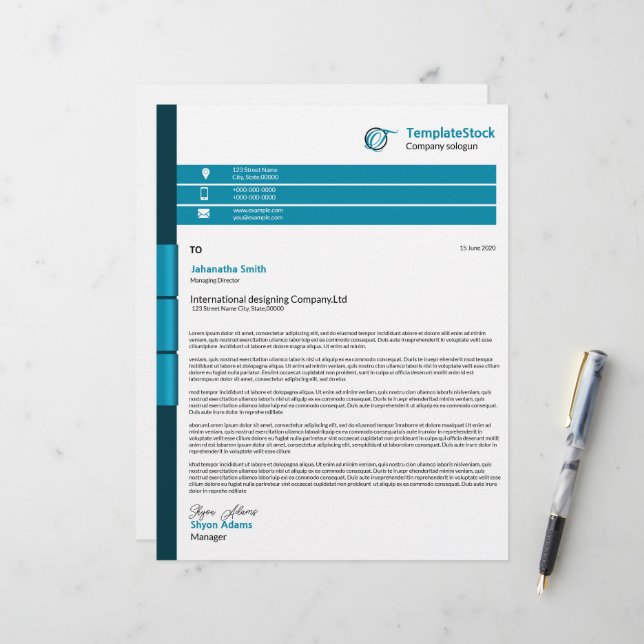 Business Letterhead-Sjabloon Briefhoofd (Voorkant / Achterkant in situ)