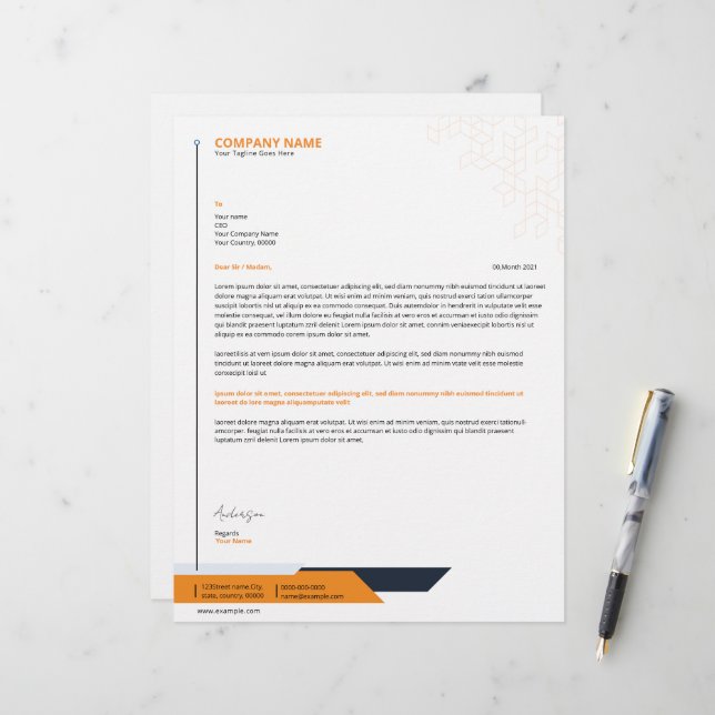 Business Letterhead-Sjabloon Briefhoofd (Voorkant / Achterkant in situ)