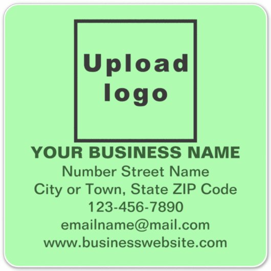 Business Light Green Large Square Vinyl Sticker (Voorkant)