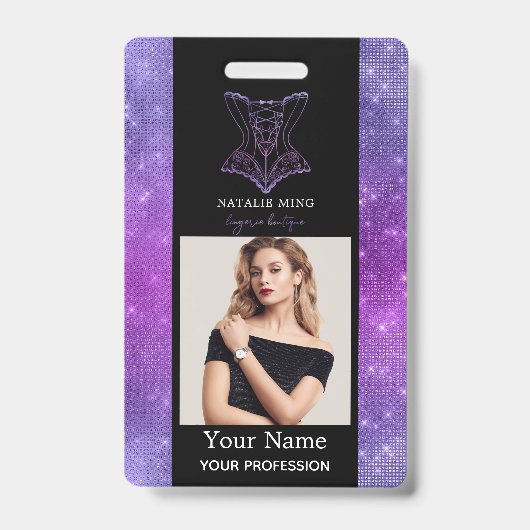 Business Lingerie Boutique Employee Photo Badge (Front)
