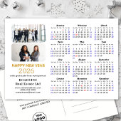 Business Logo 2025 Calendar Modern Gold Glitter Feestdagenkaart