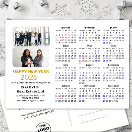 Business Logo 2025 Calendar Modern Gold Glitter Feestdagenkaart