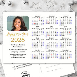Business Logo 2025 Calendar Modern Gold Glitter Feestdagenkaart