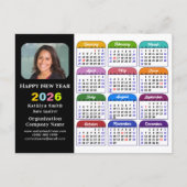 Business Logo 2025 Kalender Modern Zwart Kleurrijk Feestdagenkaart (Voorkant)