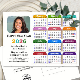 Business Logo 2025 Kalender Modern Zwart Kleurrijk Feestdagenkaart