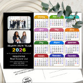 Business Logo 2025 Kalender Modern Zwart Kleurrijk Feestdagenkaart