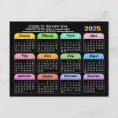 Business Logo 2025 Kalender Modern Zwart Kleurrijk Feestdagenkaart (Voorkant)