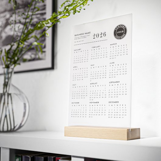Business Logo 2026 Calendar Modern Acryl Bord