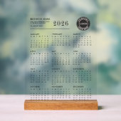 Business Logo 2026 Calendar Modern Acryl Bord (Neutraal)