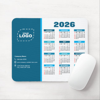 Business Logo 2026 Calendar Template Mousepad Muismat