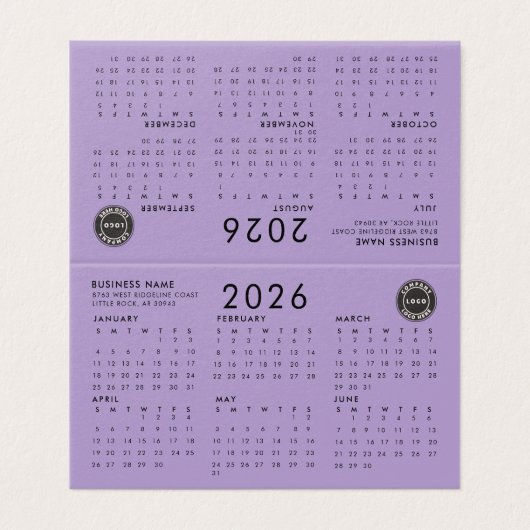 Business Logo 2026 Kalender Medewerkers Swag Kaart (Buitenkant ongevouwen)