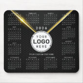 Business Logo 2026 Kalender Zwart Goud Muismat (Voorkant)