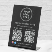 Business Logo 2 QR-codes - Sociale media zwart Reclamebord Met Voetstuk