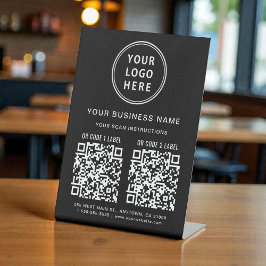 Business Logo 2 QR-codes zwart Reclamebord Met Voetstuk