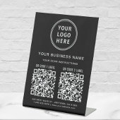 Business Logo 2 QR-codes zwart Reclamebord Met Voetstuk