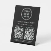 Business Logo 2 QR-codes zwart Reclamebord Met Voetstuk (Voorkant)