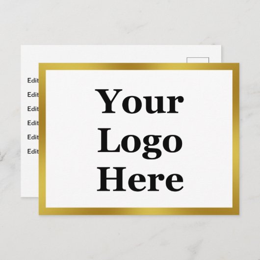 Business Logo 2-zijdig goud en wit en Jouw tekst Briefkaart (Voorkant / Achterkant)