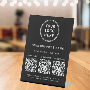 Business Logo 3 QR-codes zwart Reclamebord Met Voetstuk