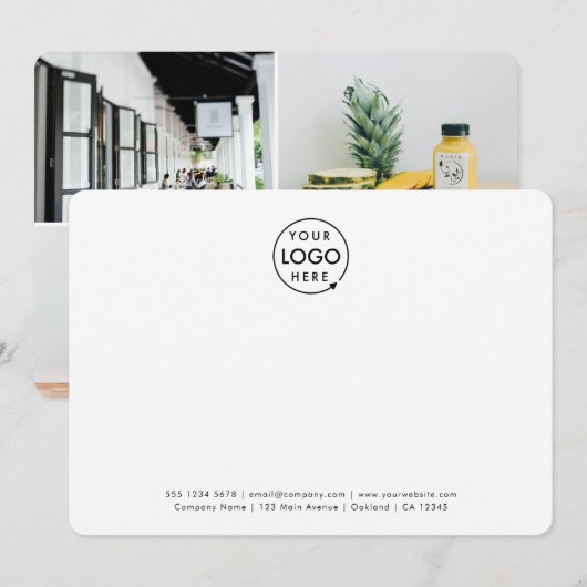 Business Logo 4 Foto Collage Professional Notitiekaartje (Voorkant / Achterkant)
