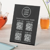 Business Logo 4 QR Codes Black Reclamebord Met Voetstuk (Insitu)