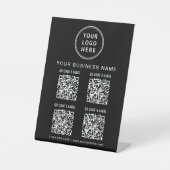 Business Logo 4 QR Codes Black Reclamebord Met Voetstuk (Voorkant)