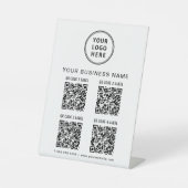 Business Logo 4 QR Codes Reclamebord Met Voetstuk (Voorkant)